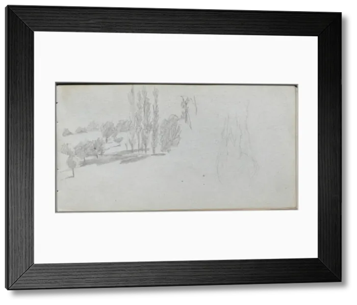 Framed Print : Sketchbook, page 18: Study of a Horse and Landscape Study. Creator: Ernest Meissonier (French Framed Print : Sketchbook, page 18: Study of a Horse and Landscape Study. Creator: Ernest Meissonier (French