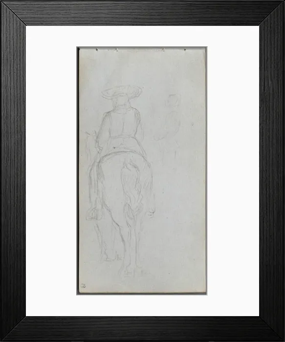 Framed Print : Sketchbook, page 19: Study of a Figure on Horseback seen from behind. Creator: Ernest Meissonier Framed Print : Sketchbook, page 19: Study of a Figure on Horseback seen from behind. Creator: Ernest Meissonier