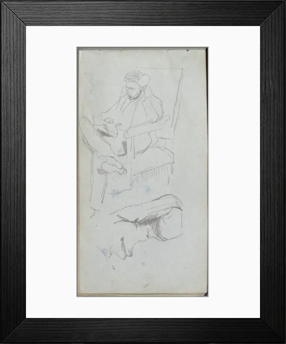 Framed Print : Sketchbook, page 24: Seated Male Figure. Creator: Ernest Meissonier (French, 1815-1891) Framed Print : Sketchbook, page 24: Seated Male Figure. Creator: Ernest Meissonier (French, 1815-1891)