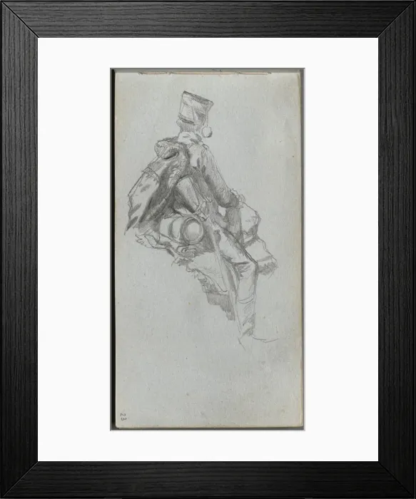 Framed Print : Sketchbook, page 23: Seated Soldier. Creator: Ernest Meissonier (French, 1815-1891) Framed Print : Sketchbook, page 23: Seated Soldier. Creator: Ernest Meissonier (French, 1815-1891)