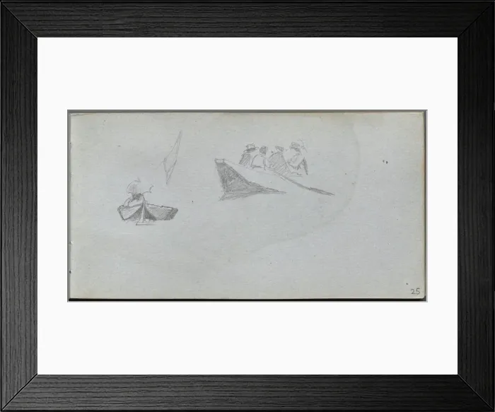 Framed Print : Sketchbook, page 25: Studies of Figures in Boats. Creator: Ernest Meissonier (French, 1815-1891) Framed Print : Sketchbook, page 25: Studies of Figures in Boats. Creator: Ernest Meissonier (French, 1815-1891)