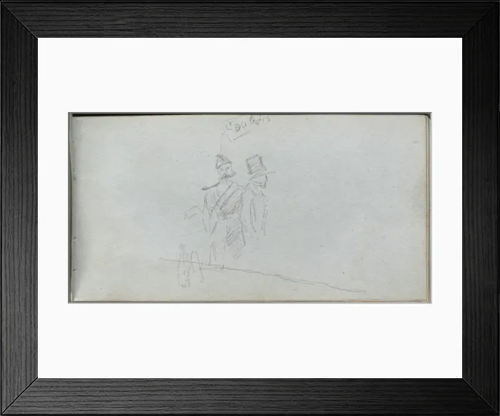 Framed Print : Sketchbook, page 38: Study of a Solider and Figure in Top Hat. Creator: Ernest Meissonier (French Framed Print : Sketchbook, page 38: Study of a Solider and Figure in Top Hat. Creator: Ernest Meissonier (French