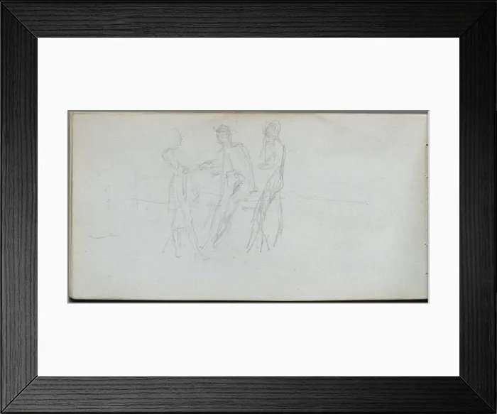 Framed Print : Sketchbook, page 42: Three Figures. Creator: Ernest Meissonier (French, 1815-1891) Framed Print : Sketchbook, page 42: Three Figures. Creator: Ernest Meissonier (French, 1815-1891)