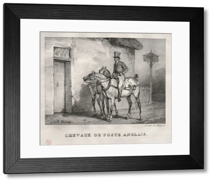 Framed Print : Postal Horses, 1823. Creator: Horace Vernet (French, 1789-1863) Framed Print : Postal Horses, 1823. Creator: Horace Vernet (French, 1789-1863)