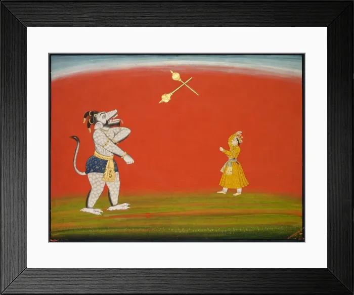 Framed Print : Pradyumna and Samvara fight with maces: Leaf from the Large Basohli Bhagavata Purana Framed Print : Pradyumna and Samvara fight with maces: Leaf from the Large Basohli Bhagavata Purana