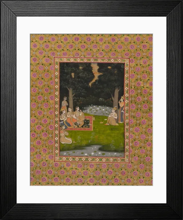 Framed Print : Princely ascetic in the forest visited by ladies, c. 1760. Creator: Unknown Framed Print : Princely ascetic in the forest visited by ladies, c. 1760. Creator: Unknown