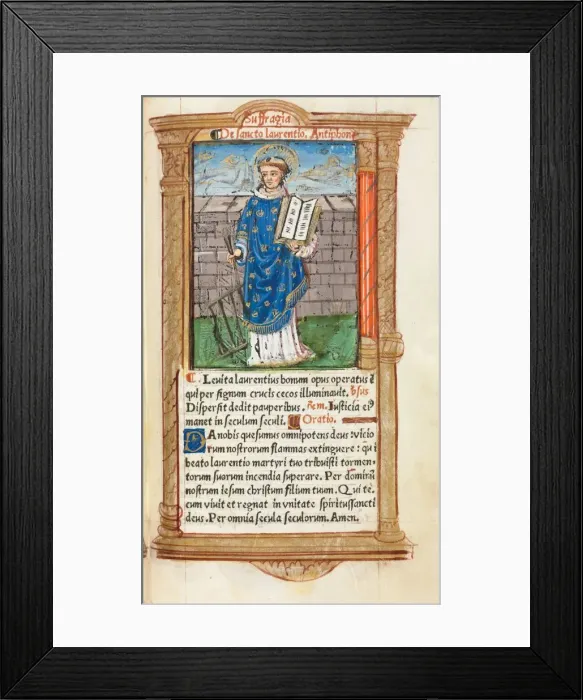 Framed Print : Printed Book of Hours (Use of Rome): fol. 101r, St. Lawrence, 1510. Creator: Guillaume Le Rouge