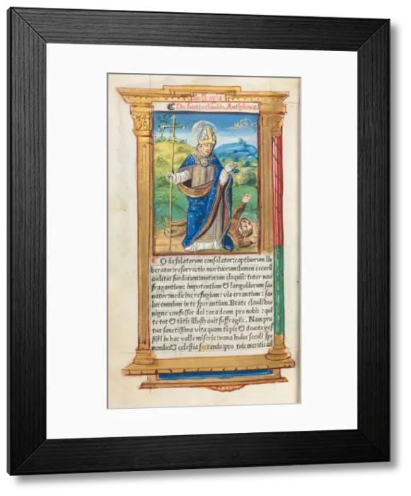 Framed Print : Printed Book of Hours (Use of Rome): fol. 105v, St. Claude as Bishop, 1510. Creator Framed Print : Printed Book of Hours (Use of Rome): fol. 105v, St. Claude as Bishop, 1510. Creator
