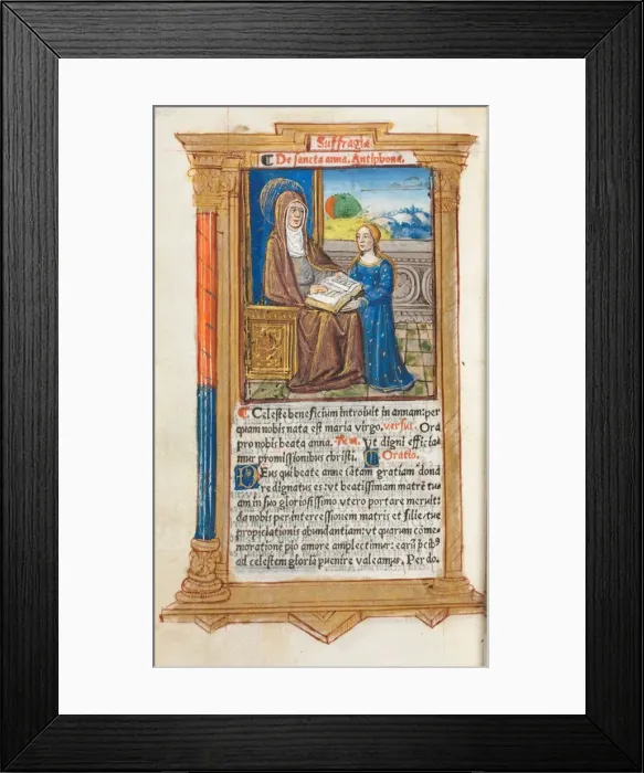 Framed Print : Printed Book of Hours (Use of Rome): fol. 108v, St. Anne and the Virgin Mary, 1510 Framed Print : Printed Book of Hours (Use of Rome): fol. 108v, St. Anne and the Virgin Mary, 1510