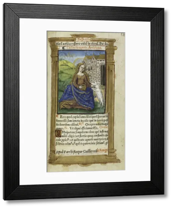 Framed Print : Printed Book of Hours (Use of Rome): fol. 112r, St. Agnes, 1510. Creator: Guillaume Le Rouge Framed Print : Printed Book of Hours (Use of Rome): fol. 112r, St. Agnes, 1510. Creator: Guillaume Le Rouge