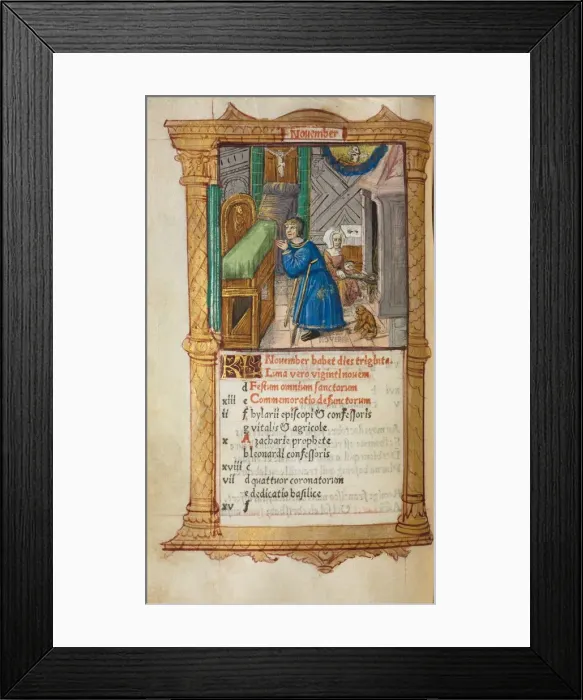 Framed Print : Printed Book of Hours (Use of Rome): fol. 12v, November calendar page, 1510. Creator Framed Print : Printed Book of Hours (Use of Rome): fol. 12v, November calendar page, 1510. Creator