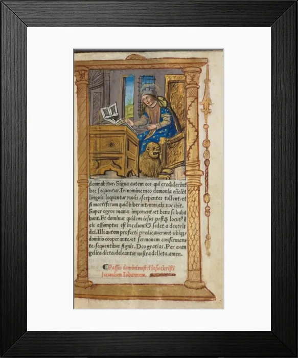 Framed Print : Printed Book of Hours (Use of Rome): fol. 20r, St. Mark, 1510. Creator: Guillaume Le Rouge (French