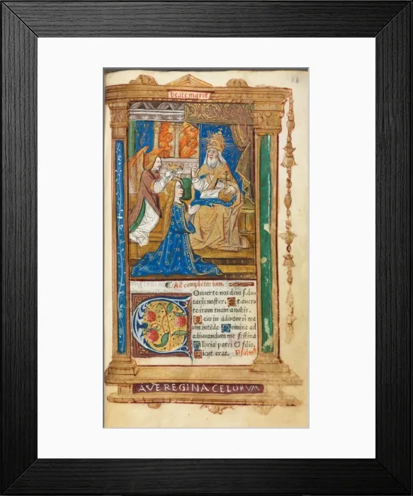 Framed Print : Printed Book of Hours (Use of Rome): fol. 45r, Coronation of the Virgin, 1510. Creator Framed Print : Printed Book of Hours (Use of Rome): fol. 45r, Coronation of the Virgin, 1510. Creator