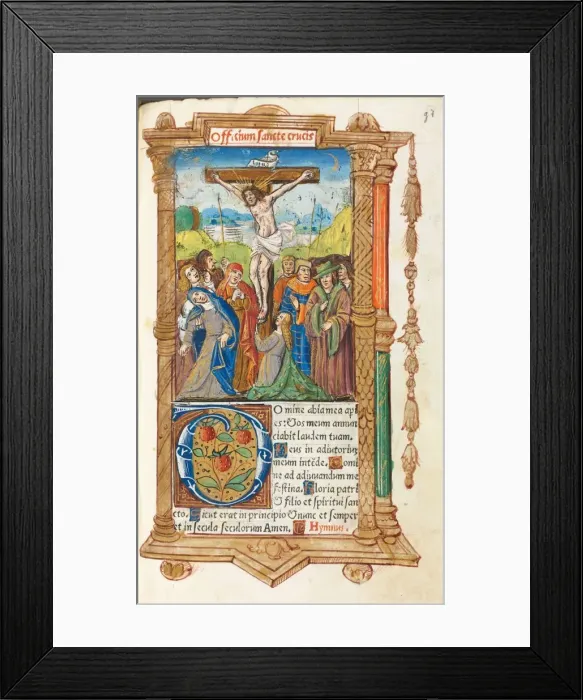 Framed Print : Printed Book of Hours (Use of Rome): fol. 55r, The Crucifixion, 1510. Creator: Guillaume Le Rouge Framed Print : Printed Book of Hours (Use of Rome): fol. 55r, The Crucifixion, 1510. Creator: Guillaume Le Rouge