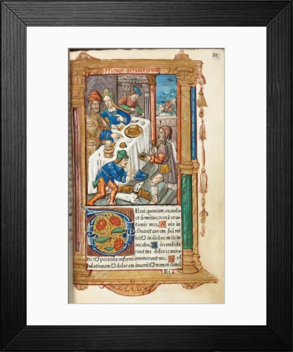 Framed Print : Printed Book of Hours (Use of Rome): fol. 73r, Lazarus, 1510. Creator: Guillaume Le Rouge (French