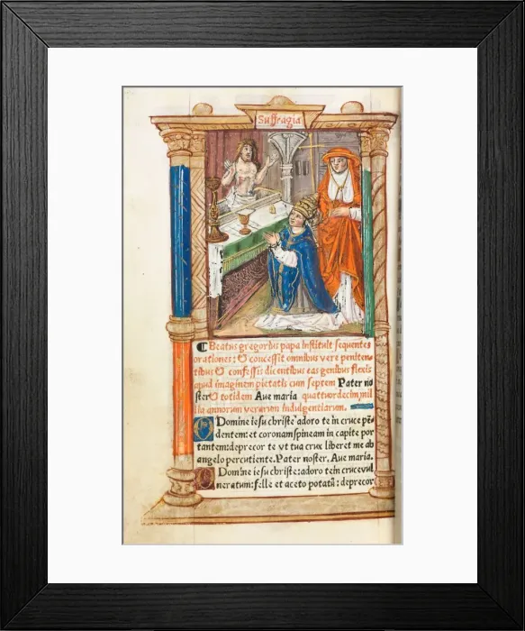 Framed Print : Printed Book of Hours (Use of Rome): fol. 96v, Mass of St. Gregory, 1510. Creator Framed Print : Printed Book of Hours (Use of Rome): fol. 96v, Mass of St. Gregory, 1510. Creator