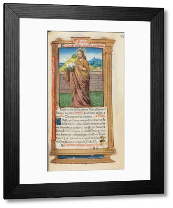 Framed Print : Printed Book of Hours (Use of Rome): fol. 98r, St. John the Baptist, 1510. Creator Framed Print : Printed Book of Hours (Use of Rome): fol. 98r, St. John the Baptist, 1510. Creator