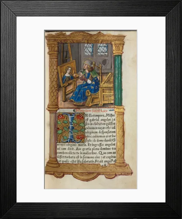 Framed Print : Printed Book of Hours (Use of Rome): fol. 18r, St. Luke, 1510. Creator: Guillaume Le Rouge (French Framed Print : Printed Book of Hours (Use of Rome): fol. 18r, St. Luke, 1510. Creator: Guillaume Le Rouge (French