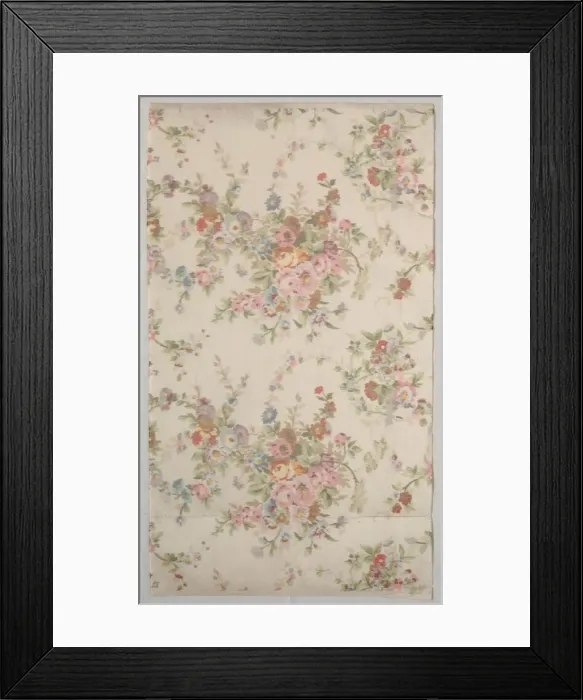 Framed Print : Printed Silk with Flower Design, late 1800s. Creator: Unknown Framed Print : Printed Silk with Flower Design, late 1800s. Creator: Unknown