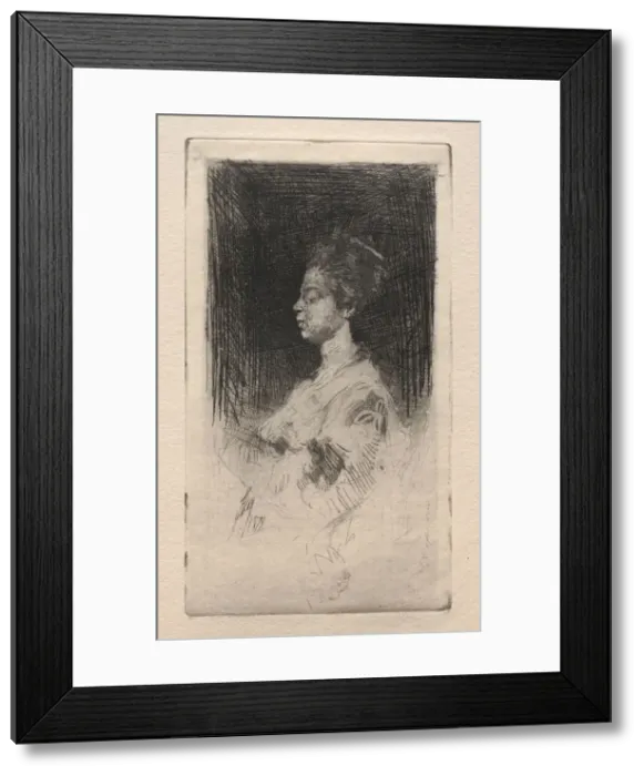Framed Print : Profile Head of a Japanese Girl, 1879. Creator: Robert Frederick Blum (American, 1857-1903) Framed Print : Profile Head of a Japanese Girl, 1879. Creator: Robert Frederick Blum (American, 1857-1903)