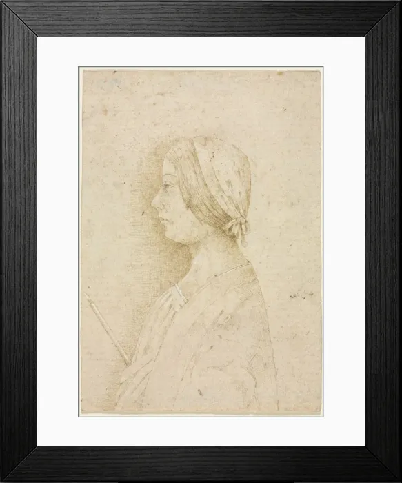 Framed Print : Profile of a Girl Holding a Candle, 1400s. Creator: Unknown Framed Print : Profile of a Girl Holding a Candle, 1400s. Creator: Unknown