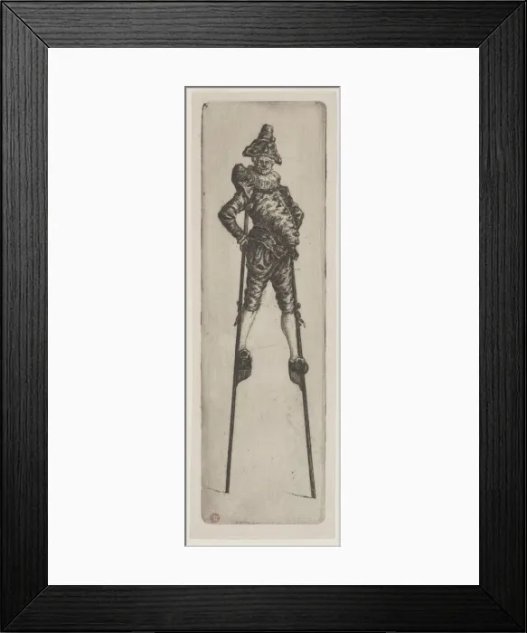 Framed Print : Punchinello on Stilts, c. 1888. Creator: Henri Charles Guerard (French, 1846-1897) Framed Print : Punchinello on Stilts, c. 1888. Creator: Henri Charles Guerard (French, 1846-1897)