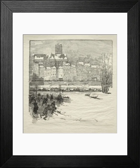 Framed Print : Quai de lHotel de Ville. Creator: Auguste Louis Lepere (French, 1849-1918) Framed Print : Quai de lHotel de Ville. Creator: Auguste Louis Lepere (French, 1849-1918)