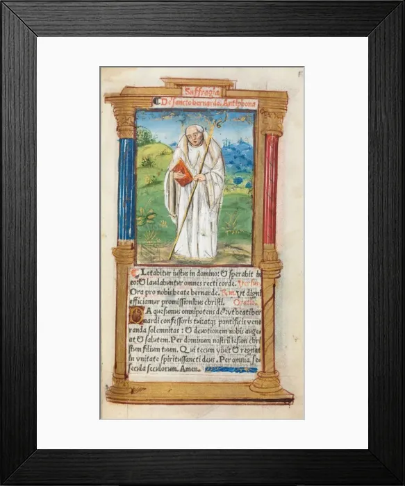 Framed Print : Printed Book of Hours (Use of Rome): fol. 108r, St. Bernard of Clairvaulx, 1510. Creator Framed Print : Printed Book of Hours (Use of Rome): fol. 108r, St. Bernard of Clairvaulx, 1510. Creator