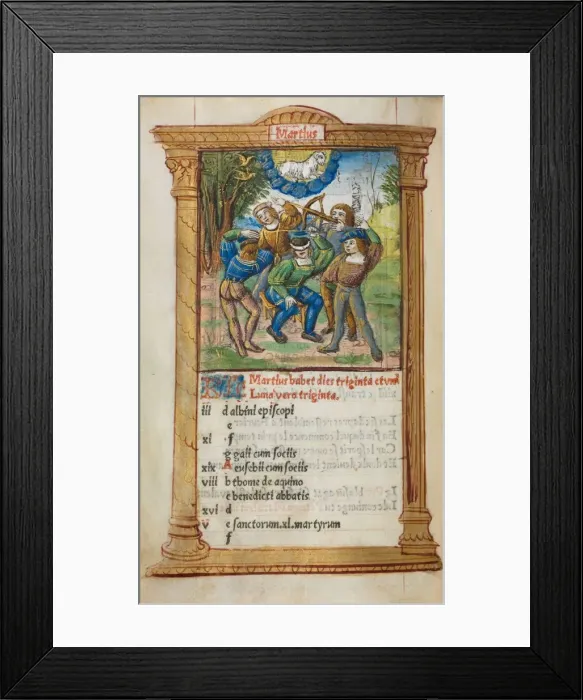 Framed Print : Printed Book of Hours (Use of Rome): fol. 4v, March calendar illustration, 1510. Creator Framed Print : Printed Book of Hours (Use of Rome): fol. 4v, March calendar illustration, 1510. Creator
