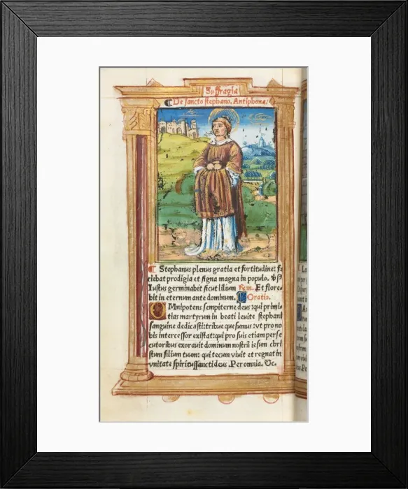 Framed Print : Printed Book of Hours (Use of Rome): fol. 100v, St. Stephen, 1510. Creator: Guillaume Le Rouge Framed Print : Printed Book of Hours (Use of Rome): fol. 100v, St. Stephen, 1510. Creator: Guillaume Le Rouge