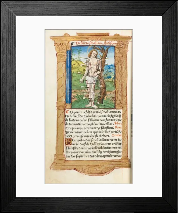 Framed Print : Printed Book of Hours (Use of Rome): fol. 102v, St. Sebastian, 1510. Creator: Guillaume Le Rouge Framed Print : Printed Book of Hours (Use of Rome): fol. 102v, St. Sebastian, 1510. Creator: Guillaume Le Rouge
