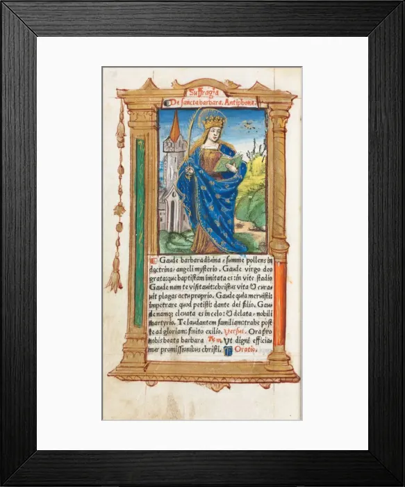 Framed Print : Printed Book of Hours (Use of Rome): fol. 110v, St. Barbara, 1510. Creator: Guillaume Le Rouge Framed Print : Printed Book of Hours (Use of Rome): fol. 110v, St. Barbara, 1510. Creator: Guillaume Le Rouge