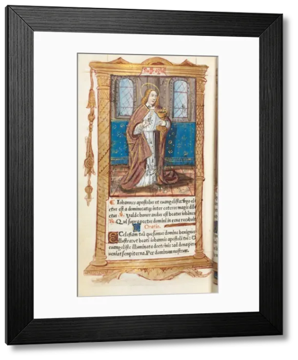 Framed Print : Printed Book of Hours (Use of Rome): fol. 98v, St. John the Evangelist, 1510. Creator
