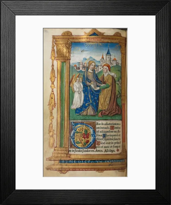 Framed Print : Printed Book of Hours (Use of Rome): fol. 29v, The Visitation, 1510. Creator: Guillaume Le Rouge Framed Print : Printed Book of Hours (Use of Rome): fol. 29v, The Visitation, 1510. Creator: Guillaume Le Rouge