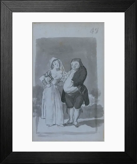 Framed Print : Prostitute Soliciting a Fat, Ugly Man (recto), 1796-97. Creator: Francisco de Goya (Spanish Framed Print : Prostitute Soliciting a Fat, Ugly Man (recto), 1796-97. Creator: Francisco de Goya (Spanish
