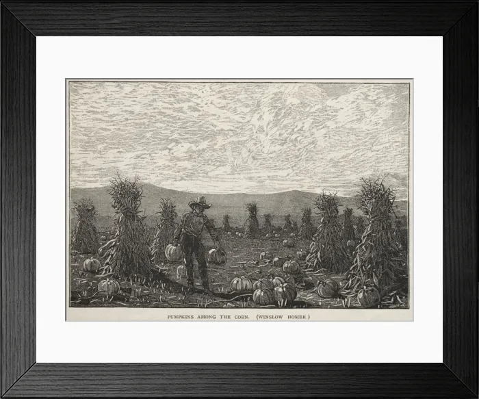 Framed Print : Pumpkins Among the Corn, 1878. Creator: Winslow Homer (American, 1836-1910)