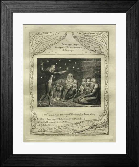 Framed Print : The Book of Job: Pl. 12, I am Young and ye are very Old wherefore I was afraid, 1825