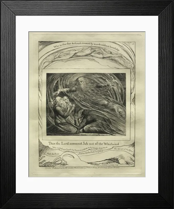 Framed Print : The Book of Job: Pl. 13, Then the Lord answered Job out of the Whirlwind, 1825. Creator Framed Print : The Book of Job: Pl. 13, Then the Lord answered Job out of the Whirlwind, 1825. Creator