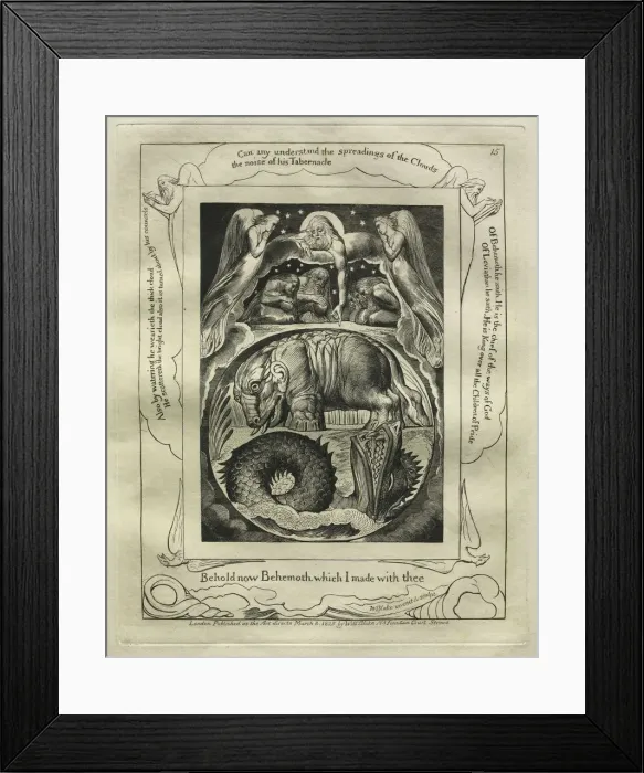 Framed Print : The Book of Job: Pl. 15, Behold now Behemoth which I made with thee, 1825. Creator