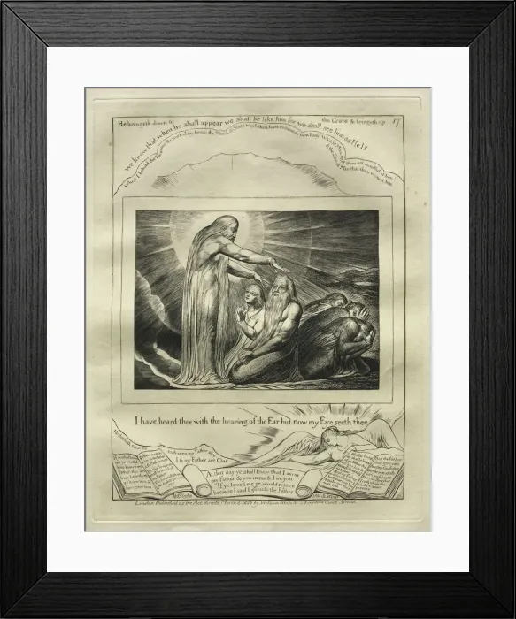 Framed Print : The Book of Job: Pl. 17, I have heard thee with the hearing of the Ear but now my Eye seeth thee Framed Print : The Book of Job: Pl. 17, I have heard thee with the hearing of the Ear but now my Eye seeth thee