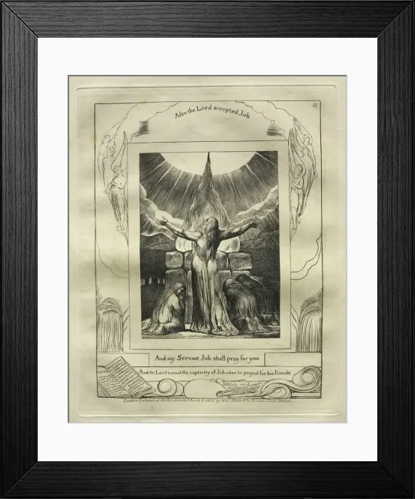 Framed Print : The Book of Job: Pl. 18, And my Servant Job shall pray for you, 1825. Creator: William Blake Framed Print : The Book of Job: Pl. 18, And my Servant Job shall pray for you, 1825. Creator: William Blake