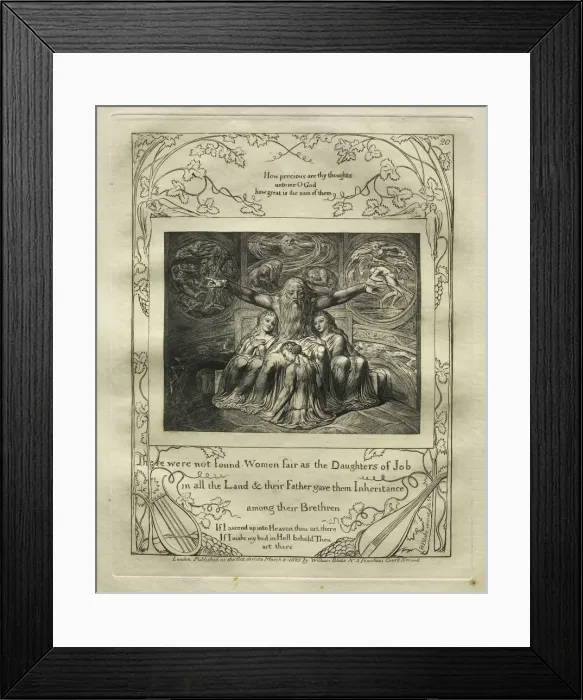 Framed Print : The Book of Job: Pl. 20, There were not found Women fair as the Daughters of Job / in all the Land Framed Print : The Book of Job: Pl. 20, There were not found Women fair as the Daughters of Job / in all the Land