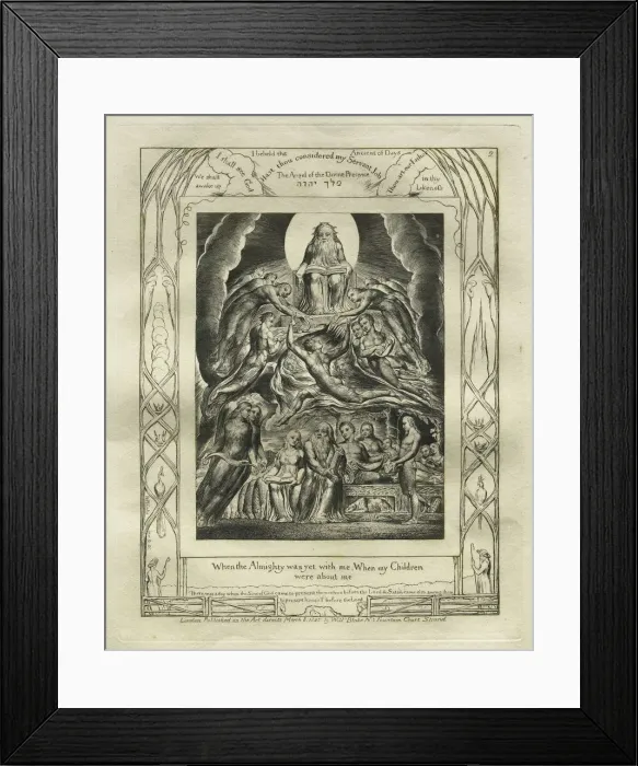 Framed Print : The Book of Job: Pl. 2, When the Almighty was yet with me, When my Children…, 1825 Framed Print : The Book of Job: Pl. 2, When the Almighty was yet with me, When my Children…, 1825