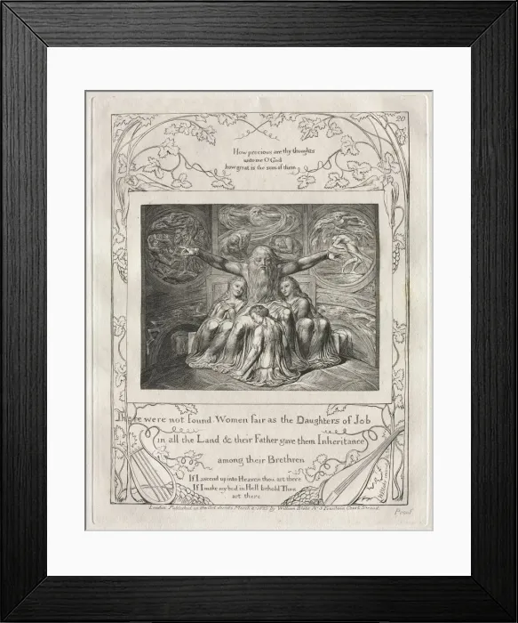 Framed Print : The Book of Job: Pl. 20, There were not found Women fair as the Daughters of Job…, 1825 Framed Print : The Book of Job: Pl. 20, There were not found Women fair as the Daughters of Job…, 1825