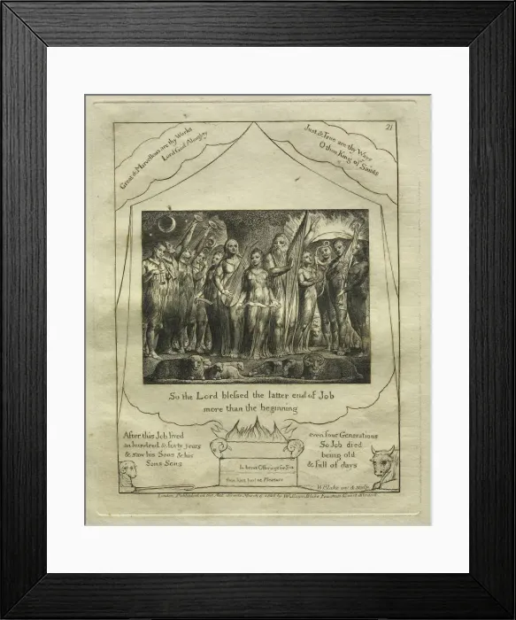 Framed Print : The Book of Job: Pl. 21, So the Lord blessed the latter end of Job / more than the beginning, 1825 Framed Print : The Book of Job: Pl. 21, So the Lord blessed the latter end of Job / more than the beginning, 1825