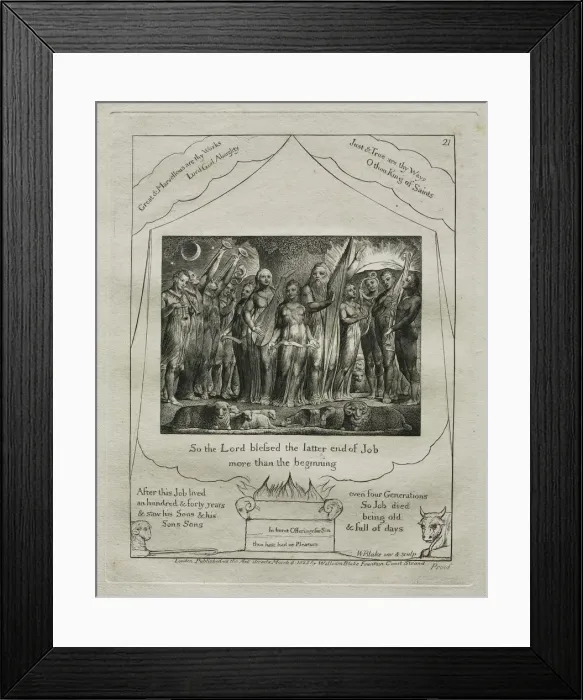 Framed Print : The Book of Job: Pl. 21, So the Lord blessed the latter end of Job / more than the…, 1825 Framed Print : The Book of Job: Pl. 21, So the Lord blessed the latter end of Job / more than the…, 1825