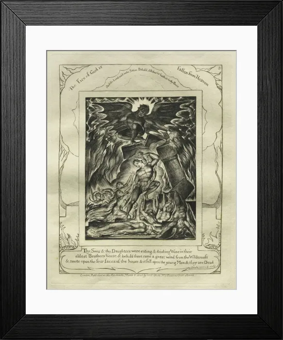 Framed Print : The Book of Job: Pl. 3, Thy Sons and thy Daughters were eating and drinking Wine Framed Print : The Book of Job: Pl. 3, Thy Sons and thy Daughters were eating and drinking Wine