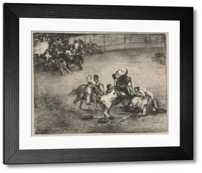 Framed Print : The Bulls of Bordeaux: Picador Caught by a Bull, 1825. Creator: Francisco de Goya (Spanish Framed Print : The Bulls of Bordeaux: Picador Caught by a Bull, 1825. Creator: Francisco de Goya (Spanish