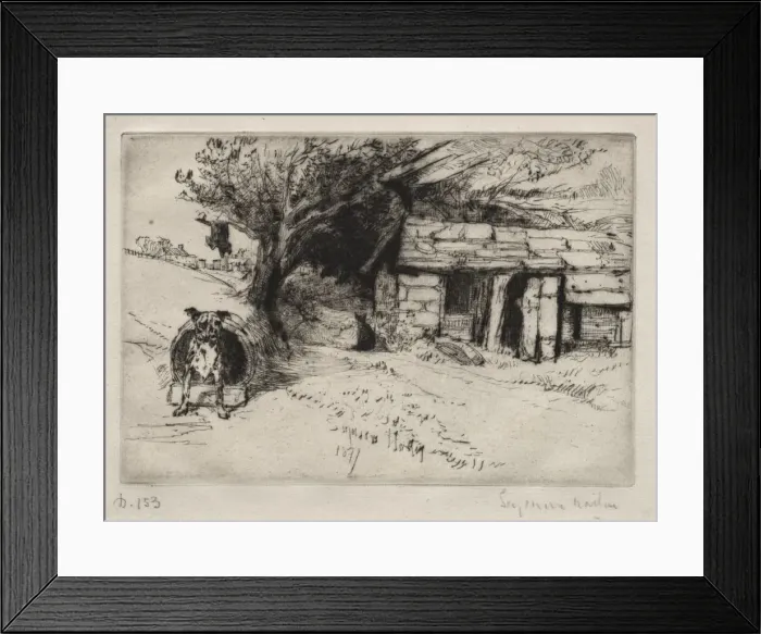 Framed Print : The Cabin, 1877. Creator: Francis Seymour Haden (British, 1818-1910) Framed Print : The Cabin, 1877. Creator: Francis Seymour Haden (British, 1818-1910)