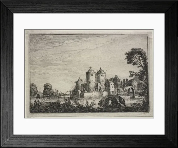 Framed Print : The Castle with Two Towers, 1616. Creator: Jan van de Velde (Dutch, 1620-1662)